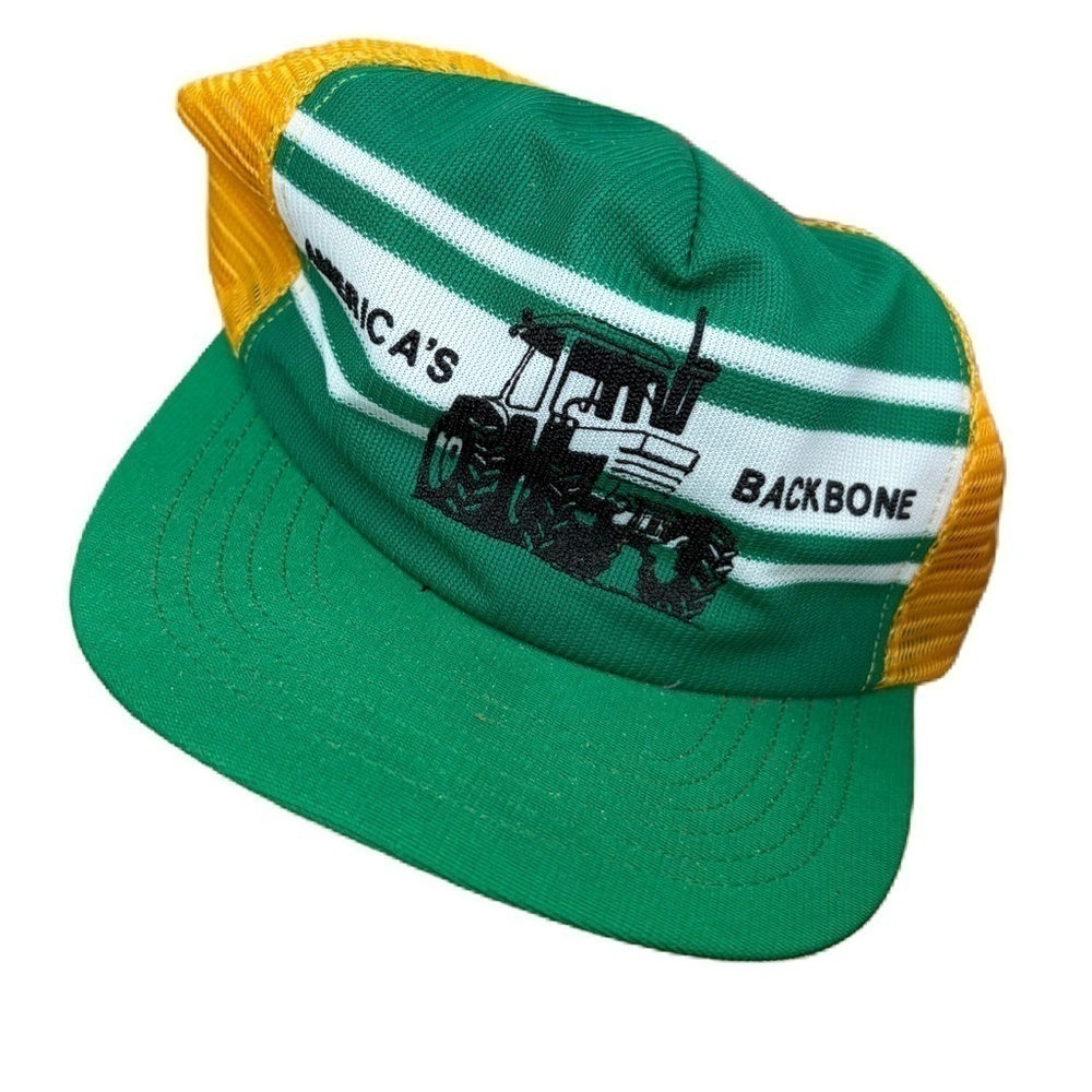Vintage John Deere America’s Backbone Tractor Hat Mesh Snap Back Made in USA